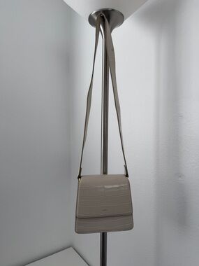 JW PEI Taupe Croc-Embossed Square Crossbody Bag